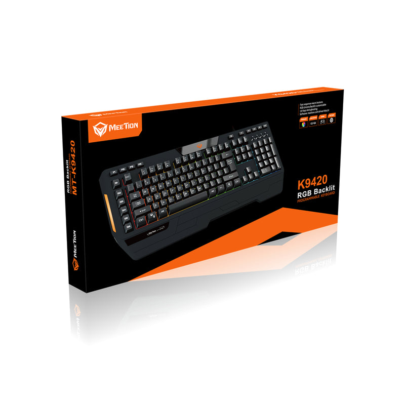 Meetion K9420 RGB Backlit Arabic Wired Gaming Keyboard - Black