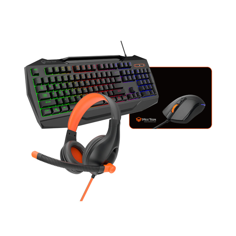 Meetion C490 (4 IN 1) Mouse+Arabic Keyboard+Headset+Mouse Pad Backlit Gaming Combo Kits - Black