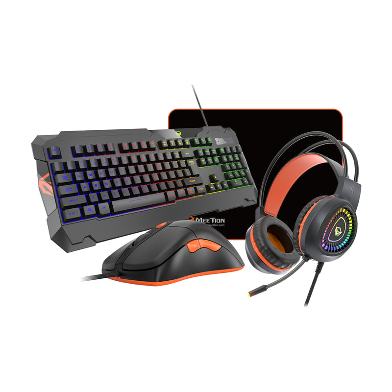 Meetion C505 (4 IN 1) Mouse+Arabic Keyboard+Headset+Mouse Pad Gaming Combo Kits - Black