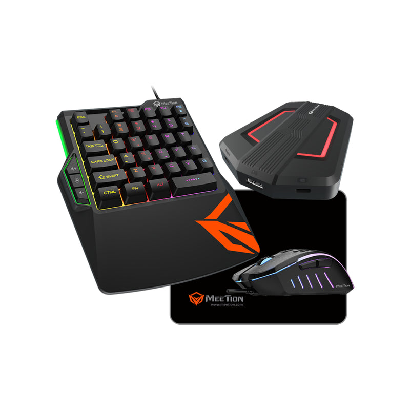 Meetion CO015 (4 IN 1) keyboard+mouse+adapter+Mouse Pad Console Gaming Combo Kits - Black - Black