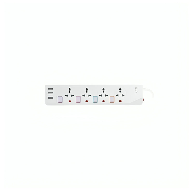 SIA 3 USB Auto Max 3.4A 4 Power Sockets - SI-PS002W - White