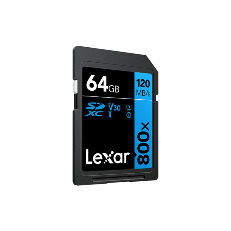 Lexar® High-Performance 64GB 800x SDHC™/SDXC™ UHS-I Card BLUE Series - Black