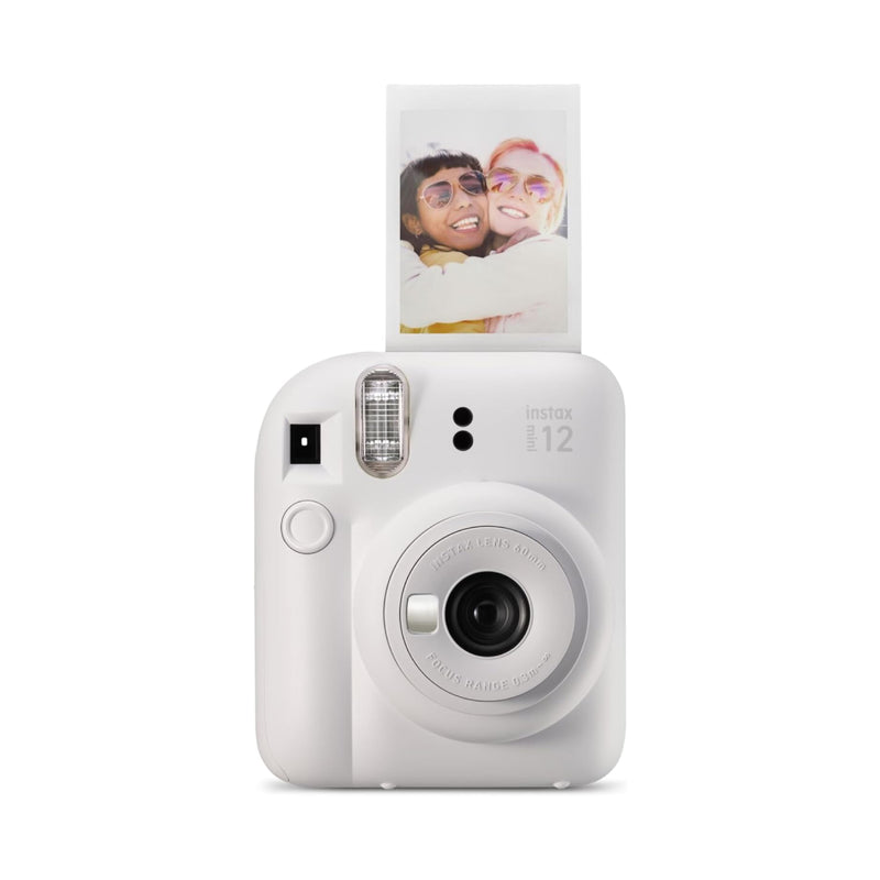 FujiFilm Instax Mini 12 Instant Camera - Clay White +Fujifilm Instax Mini Film 2-Pack (20 Sheets) Gift 🎁