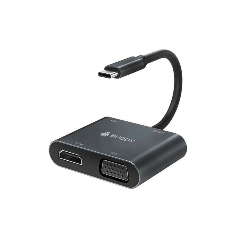 BUDDY HUB4 USB-C to HDMI & VGA Converter 100W - Black