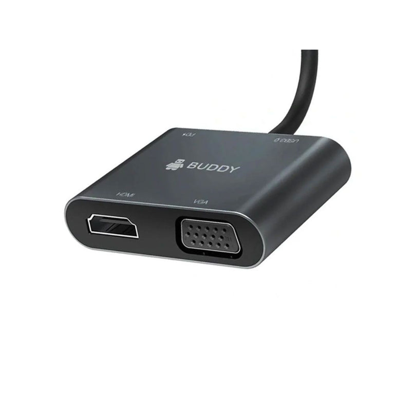 BUDDY HUB4 USB-C to HDMI & VGA Converter 100W - Black