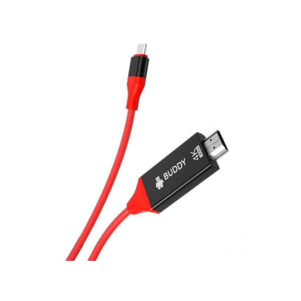 BUDDY USB Type C to HDMI-compatible Adapter Cable USB-C Cable for Laptop Phone - Red