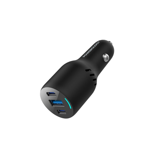 Powerology PD65W + PD20W + QC18W LED Triple Ports Car Charger - Black