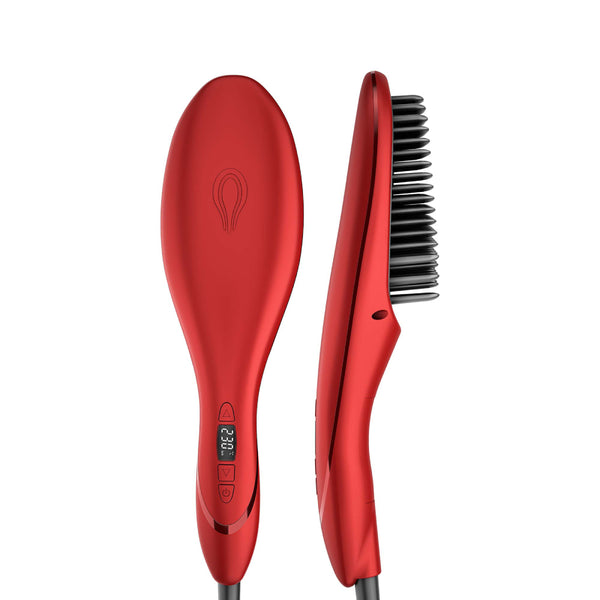 Rush Brush S3  Hair Straightening Brush, Fast Heat Up, Automatic Shut-Off - Red