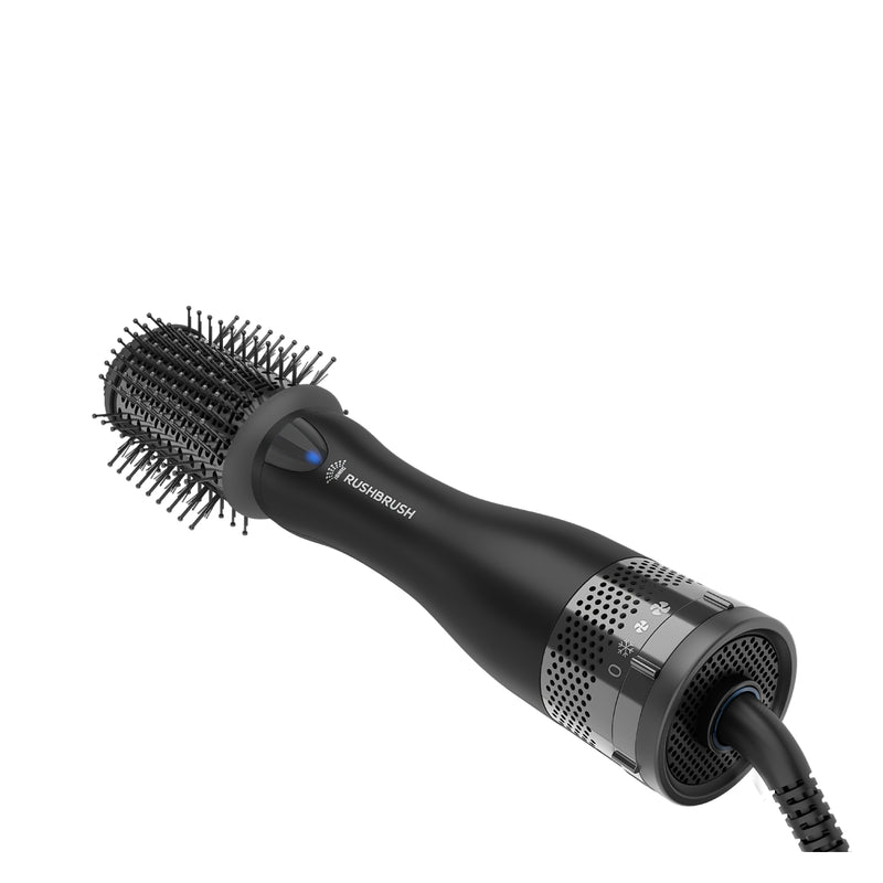 Rush Brush 4 in 1 hair styler, 4 Styling Heads For Different Hairstyles, 3 Heat/2 Speed Settings 1200 Watt - Black