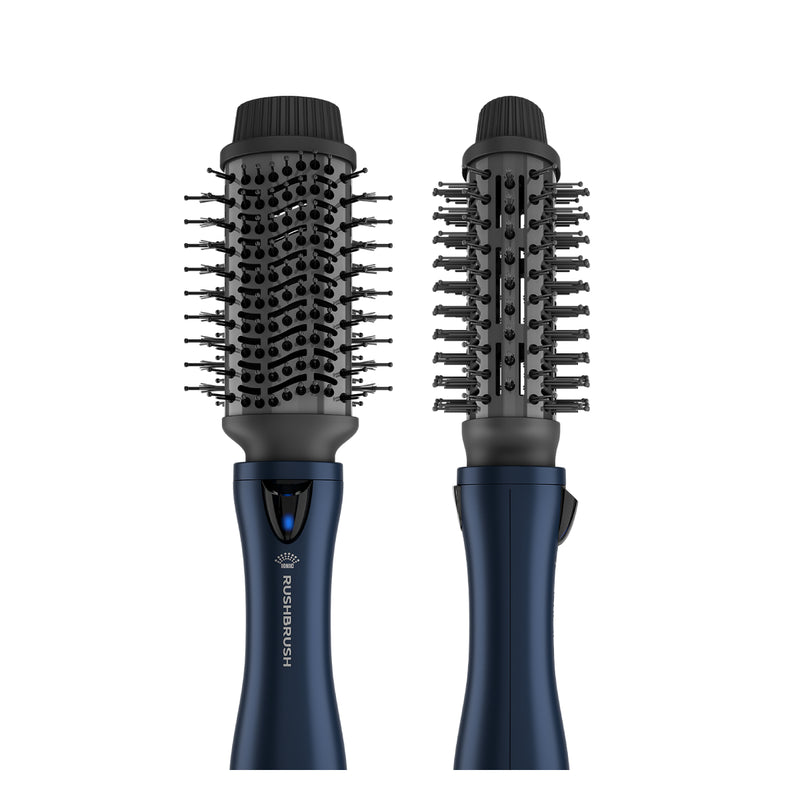 Rush Brush 4 in 1 hair styler, 4 Styling Heads For Different Hairstyles, 3 Heat/2 Speed Settings 1200 Watt - Navy Blue