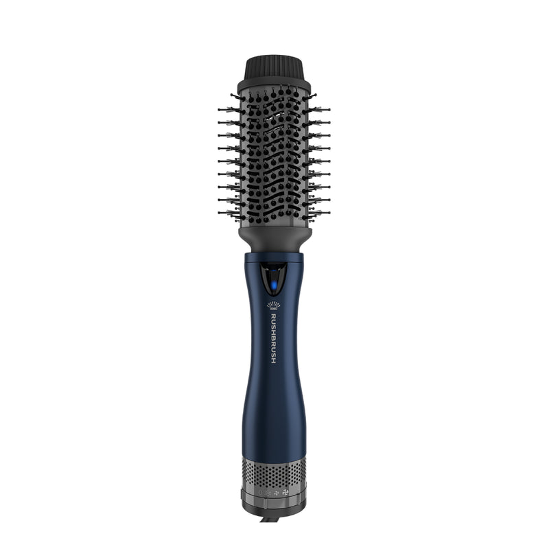 Rush Brush 4 in 1 hair styler, 4 Styling Heads For Different Hairstyles, 3 Heat/2 Speed Settings 1200 Watt - Navy Blue