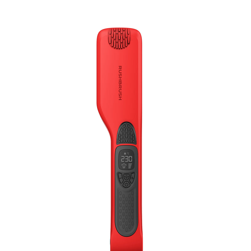 Rush Brush X5 Pro Hair Straightener, 250W Steamer Nano Titanium with Auto shutoff, Fast Heat Up - Red