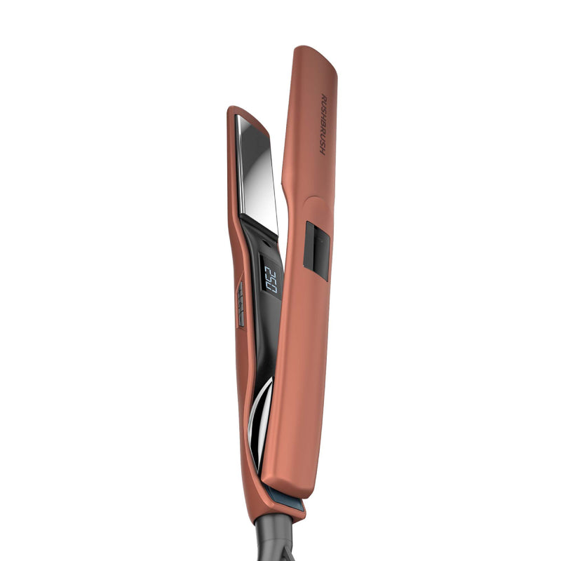 Rush Brush X2 Max Hair straightener, MCH Heater For Fast Heat Up, Automatic Shut-Off - Rose Gold