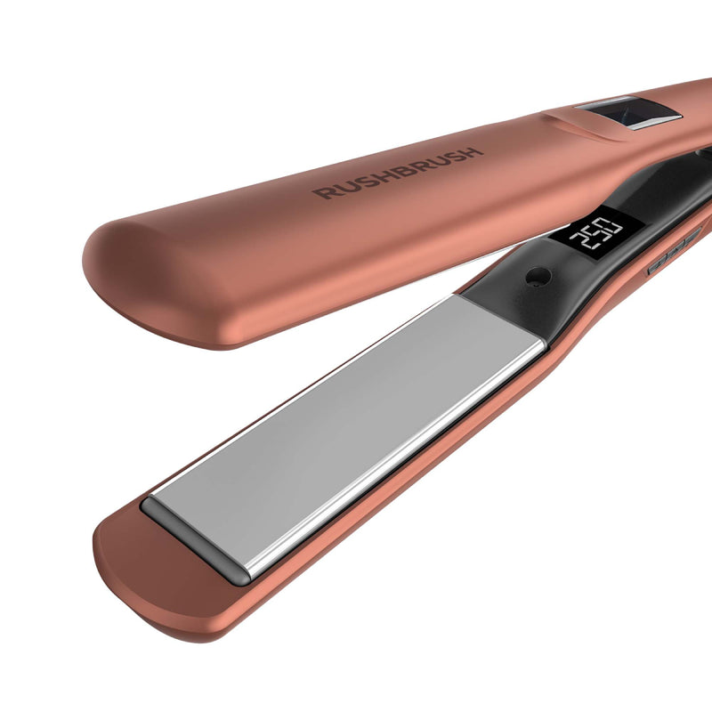 Rush Brush X2 Max Hair straightener, MCH Heater For Fast Heat Up, Automatic Shut-Off - Rose Gold