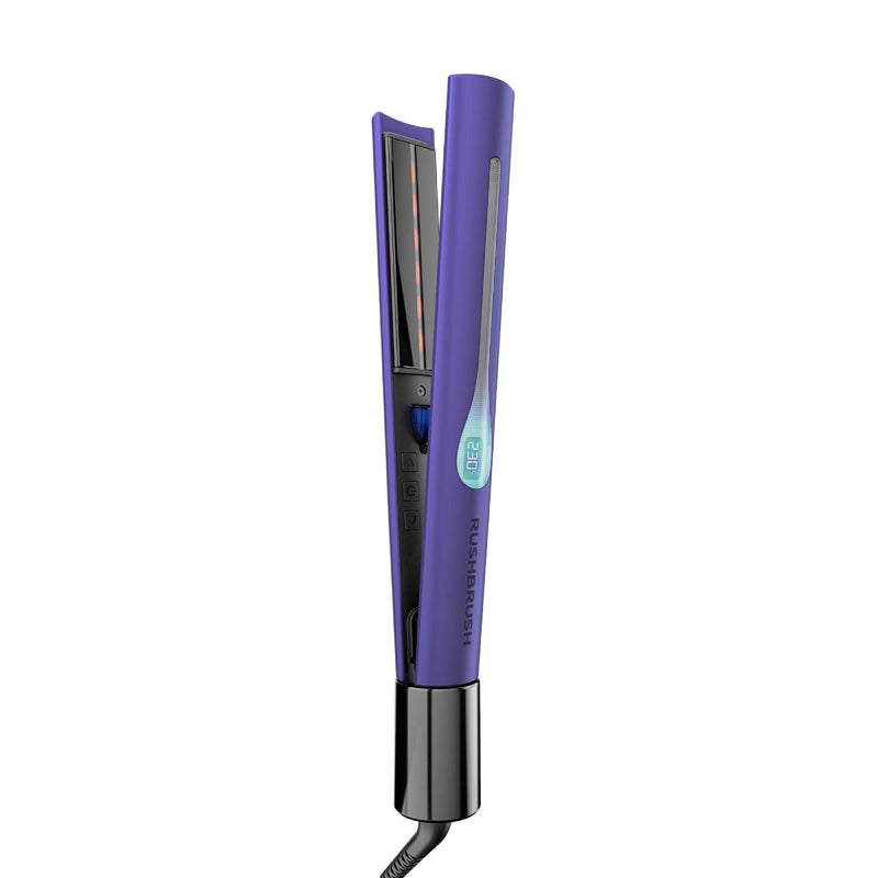 Rush Brush x2 Infra Revolver Hair Straightener, PTC Heater For Fast Heat Up, LED Screen Display, Automatic Shut-Off - Purple