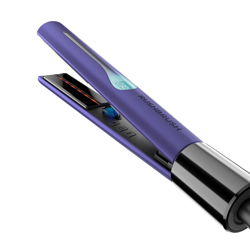 Rush Brush x2 Infra Revolver Hair Straightener, PTC Heater For Fast Heat Up, LED Screen Display, Automatic Shut-Off - Purple