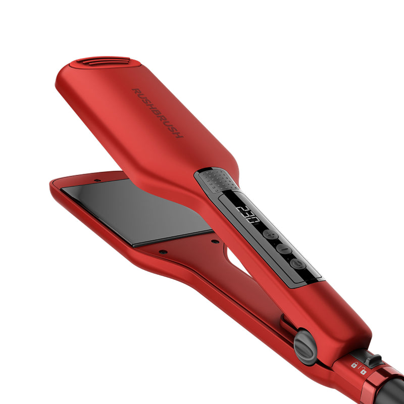 Rush Brush X1 Wide Straightener, LED screen, Auto shutdown, Safety lock - Red