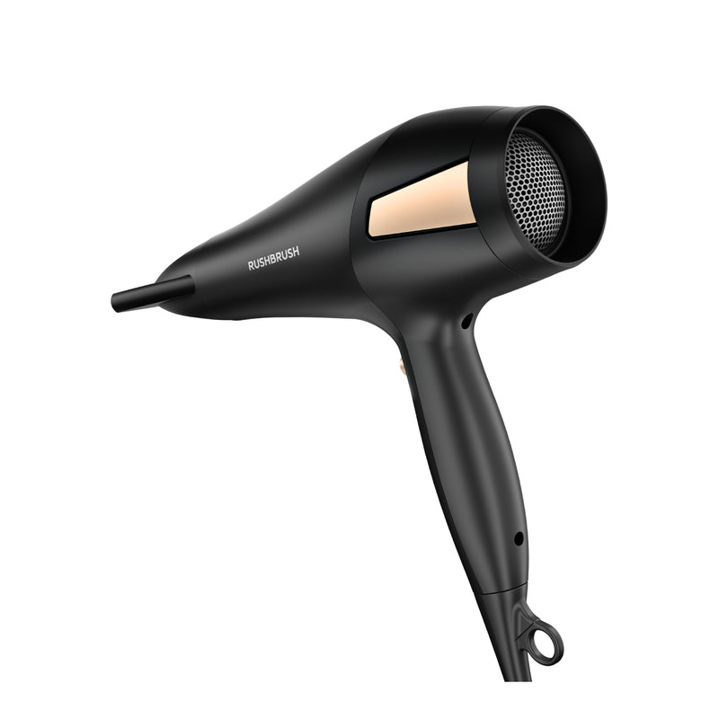 Rush Brush D2 Pro Hair Dryer, 3 heat and 2 speed settings, removable air filter, 2500 Watt - Black