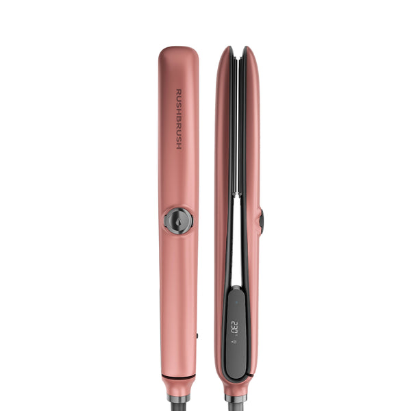 Rush Brush X6 Plus Hair Straightener, 4 MCH heaters, Automatic Shut-Off - Rose Gold