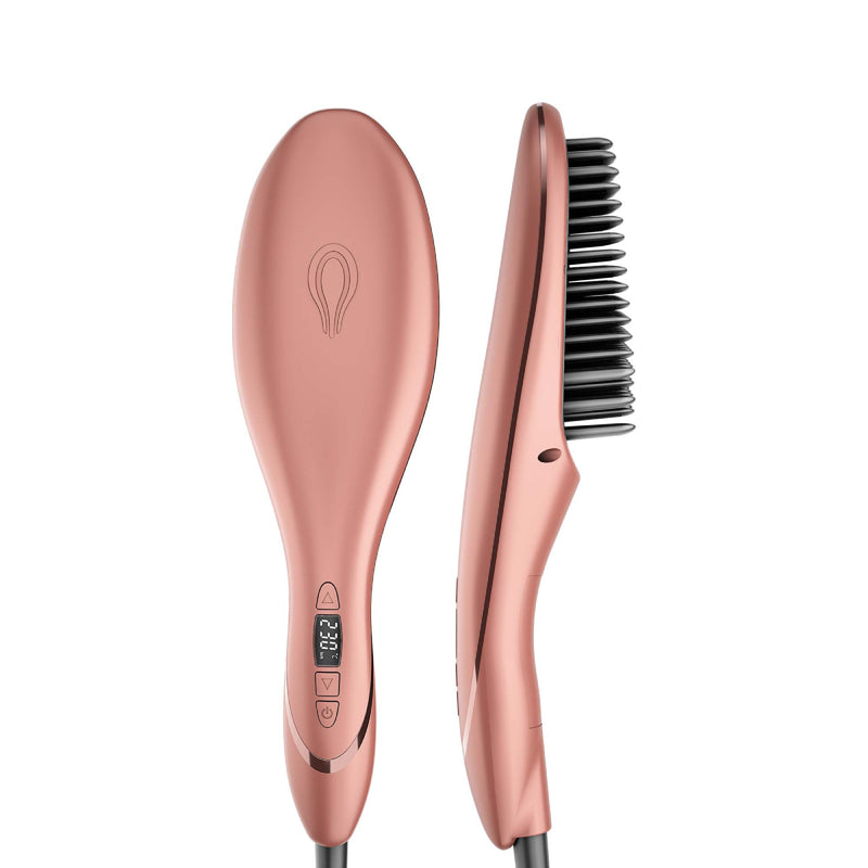 Rush Brush S3  Hair Straightening Brush, Fast Heat Up, Automatic Shut-Off - Rose Gold