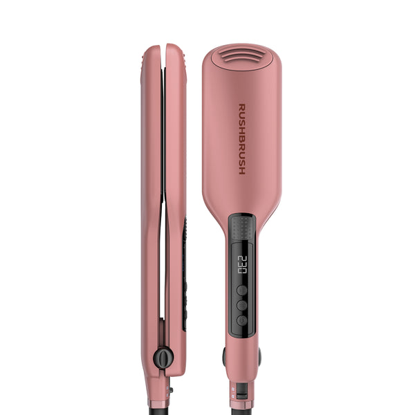 Rush Brush X1 Wide Hair Straightener, PTC Heater For Fast Heat Up,  Automatic Lock, Automatic Shut-Off - Rose Gold