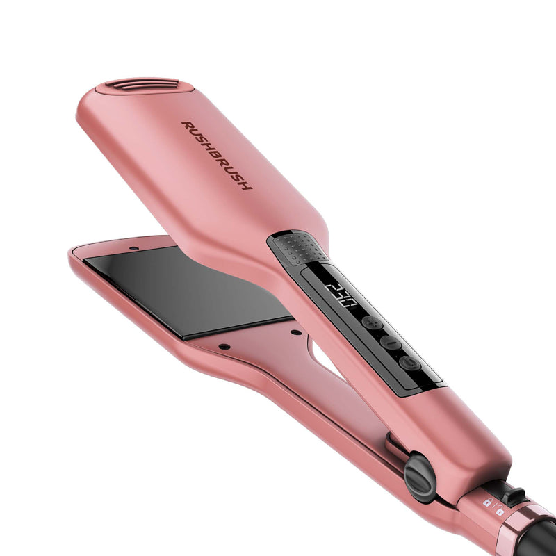 Rush Brush X1 Wide Hair Straightener, PTC Heater For Fast Heat Up,  Automatic Lock, Automatic Shut-Off - Rose Gold