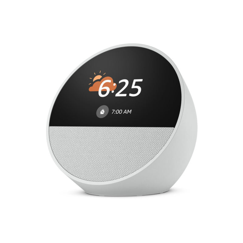 Amazon Echo Spot Smart Alarm Clock 2024 Edition, Add Alexa to Your Nightstand - White