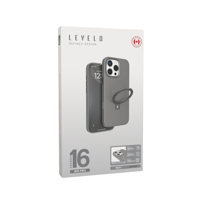 Levelo Iris Pro Magsafe Liquide Silicone Case for iPhone 16 Pro Max - Grey