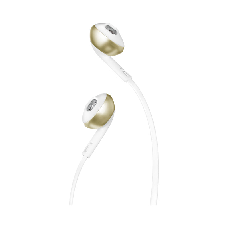 JBL T205 In Ear Wired Earphones With Microphone - White/Gold (CGD)