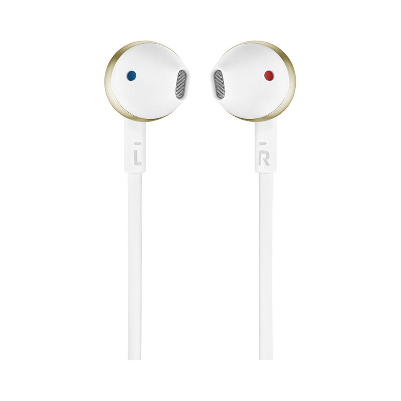 JBL T205 In Ear Wired Earphones With Microphone - White/Gold (CGD)