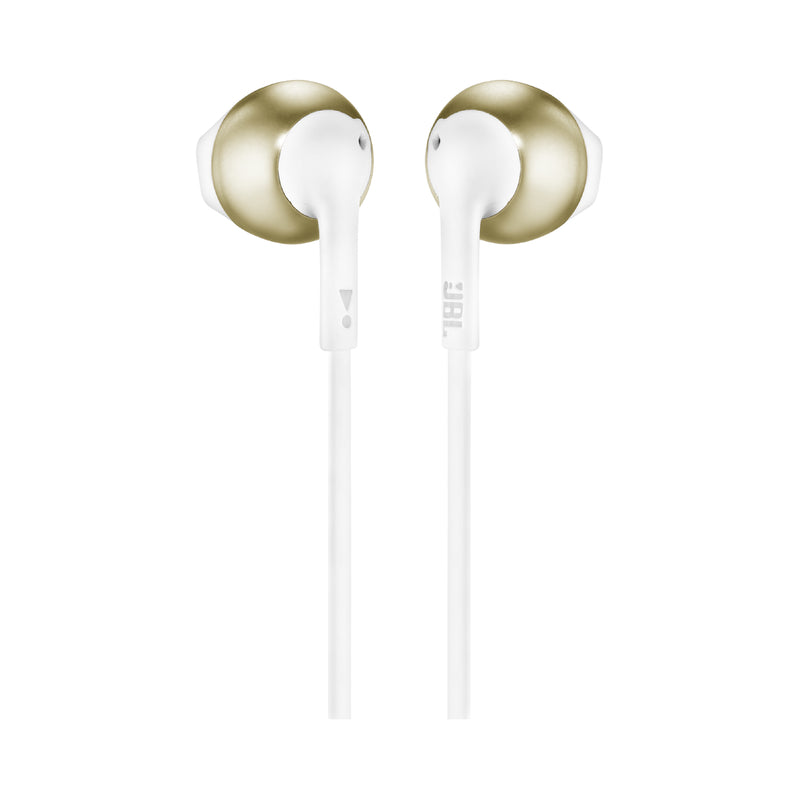 JBL T205 In Ear Wired Earphones With Microphone - White/Gold (CGD)