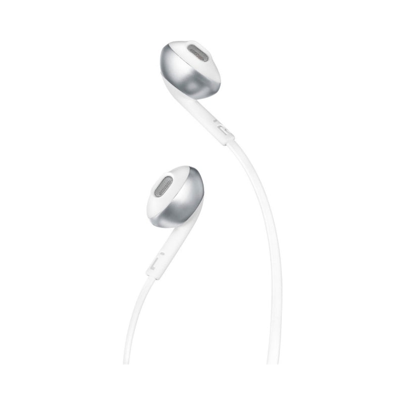 JBL T205 In Ear Wired Earphones With Microphone - White/Silver