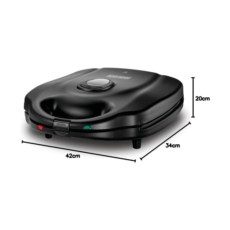 Black + Decker 3 in 1 Sandwich Maker, 6 Slices, 1400 Watt - TS4130-B5 - Black