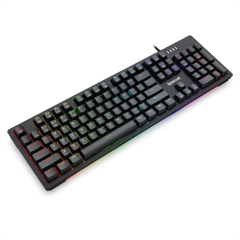 Redragon Singed K679-RGB Wired Full Size Gaming Mechanical Keyboard, Blue Switches, Hot-Swappable, N-key Rollover, 104 Keys - Black