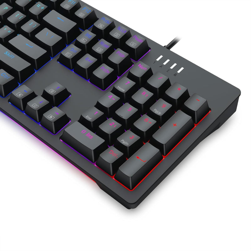 Redragon Singed K679-RGB Wired Full Size Gaming Mechanical Keyboard, Blue Switches, Hot-Swappable, N-key Rollover, 104 Keys - Black