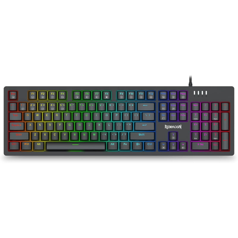 Redragon Singed K679-RGB Wired Full Size Gaming Mechanical Keyboard, Blue Switches, Hot-Swappable, N-key Rollover, 104 Keys - Black