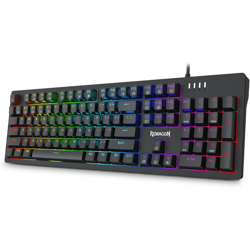 Redragon Singed K679-RGB Wired Full Size Gaming Mechanical Keyboard, Blue Switches, Hot-Swappable, N-key Rollover, 104 Keys - Black