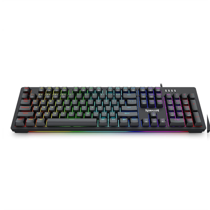 Redragon Singed K679-RGB Wired Full Size Gaming Mechanical Keyboard, Blue Switches, Hot-Swappable, N-key Rollover, 104 Keys - Black