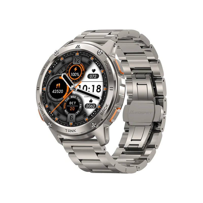 Kospet Tank T3 Ultra Special Edition Smart Watch, AMOLED, Up to 15 days Battery Life, 5 ATM & IP69K (Dive-proof) Water-resistance, Free Strap - Silver