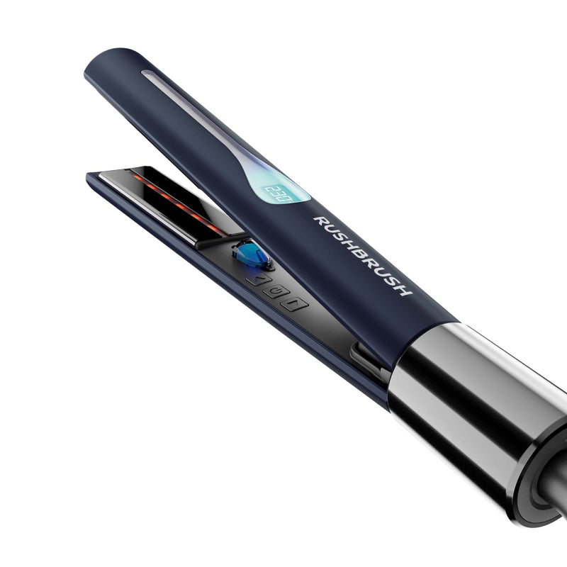 Rush Brush Hair Straightener & Curler, Ceramic Plates, Negative ion technology, 230℃, - Navy Blue