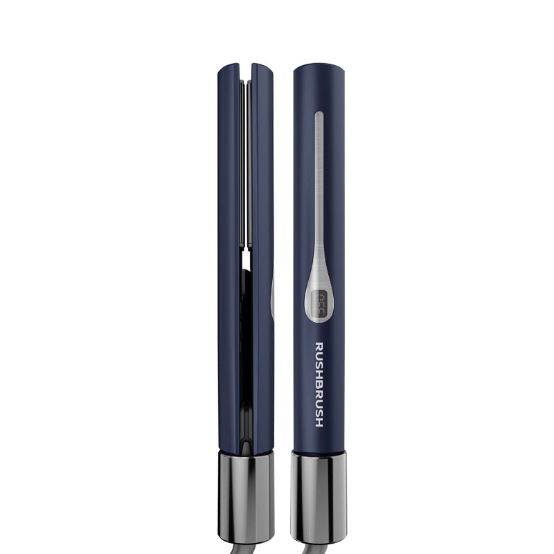 Rush Brush Hair Straightener & Curler, Ceramic Plates, Negative ion technology, 230℃, - Navy Blue