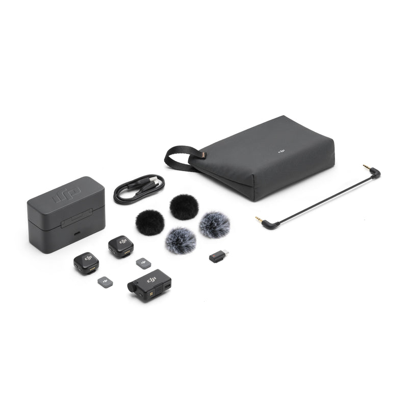 DJI Mic Mini (2 TX + 1 RX + Charging Case) Clear Audio Capture, Easy to carry and use, Long Battery Life - Black