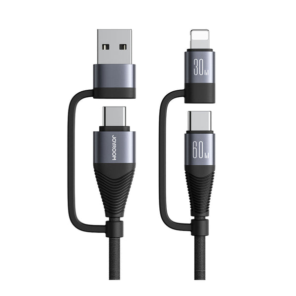 Joyroom 1.4-in-1 USB-A and Type-C to Lightning and Type-C 1.2M - SA37-2T2 - Black