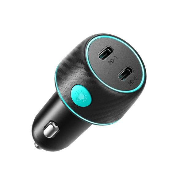 Joyroom 70W Dual PD Multi-Color Car Charger with Light Button - JR-CCN02 - Black