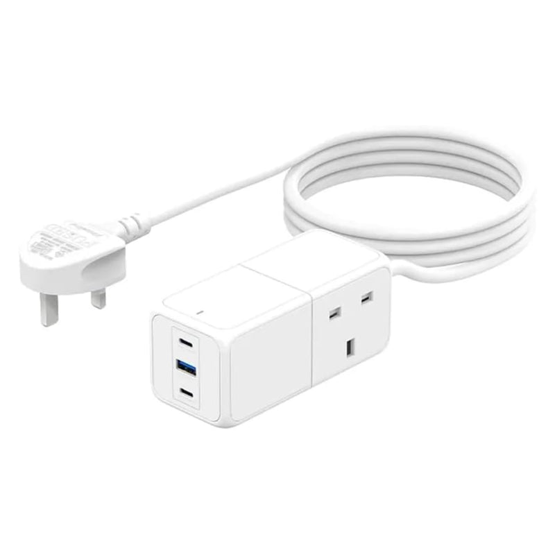 Recci Gan Wall Charger, 65 Watt, 3 Ports, 1 Usb 3.0 And 2 Type-C - RC48U - White