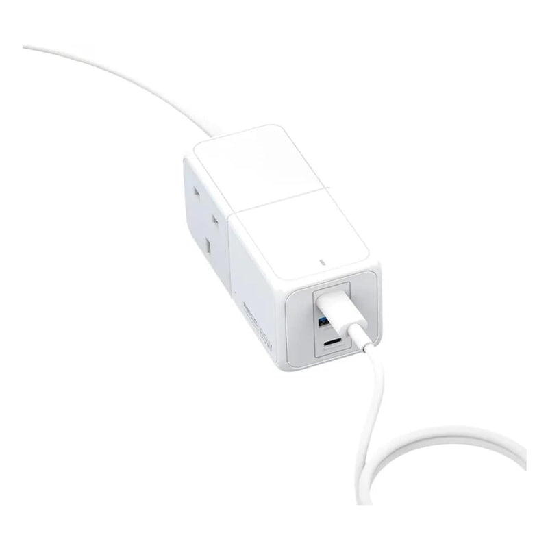 Recci Gan Wall Charger, 65 Watt, 3 Ports, 1 Usb 3.0 And 2 Type-C - RC48U - White