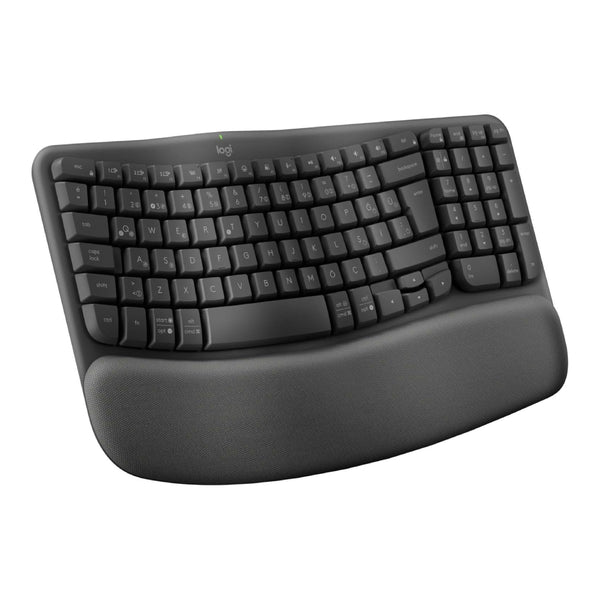 Logitech Wave Keys Wireless Ergonomic Keyboard with Cushioned Palm Rest Graphite