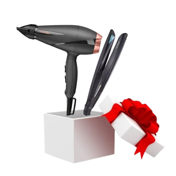 Babyliss Smooth Pro Hair Dryer, 2100 Watt, 6709DE - Black Rose Gold + Babyliss ST327E Hair Straightener - Black Gift🎁