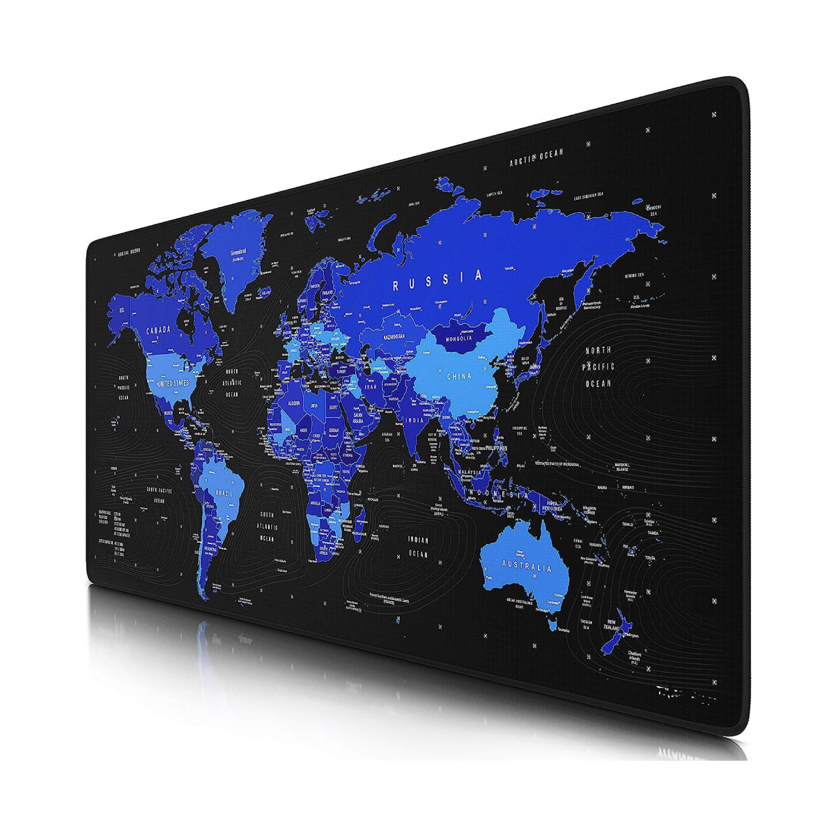 World Map Gaming Mouse Pad Anti Slip Base Easy to Clean Locking Edge