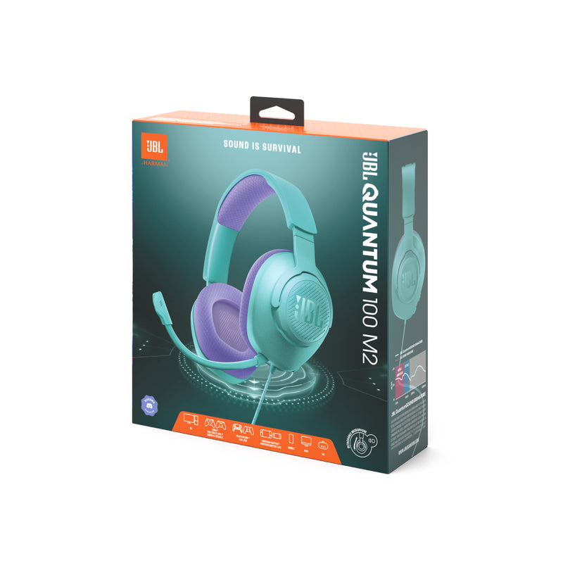 JBL Quantum 100 M2 Over Ear Gaming Headset with Microphone - Cyan